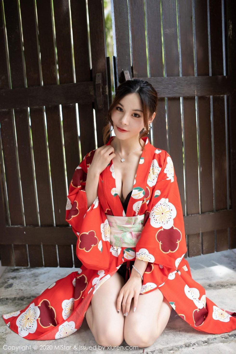 沈佳熹私房鲜艳红色和服半露酥胸白嫩美腿绝美写真45P 4